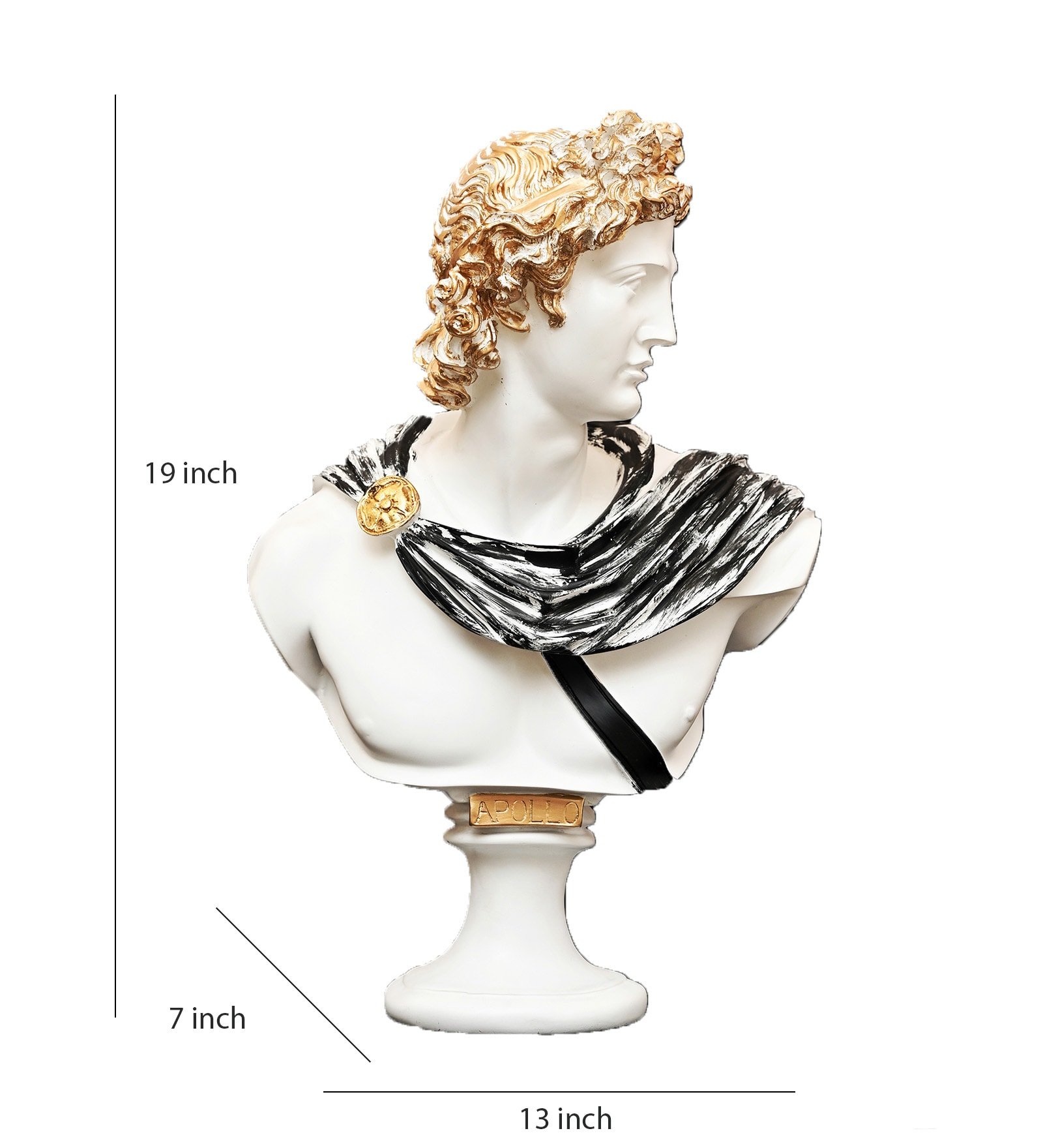 Greek Apollo Bust White Resin Figurine